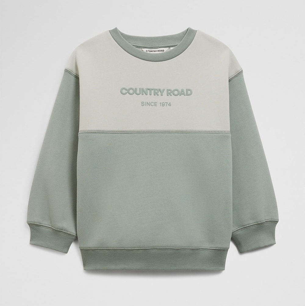 Country Road | Two-Tone Sage & Cream Crewneck Sweatshirt